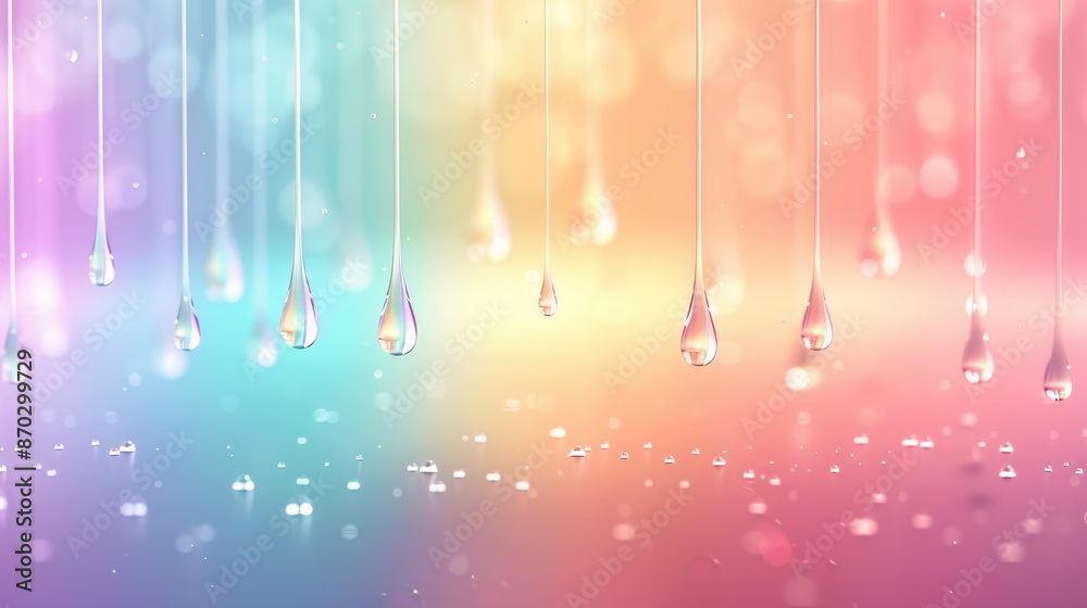 Obraz premium Vibrant 3D illustration of oil and water drops creating a colorful abstract background.