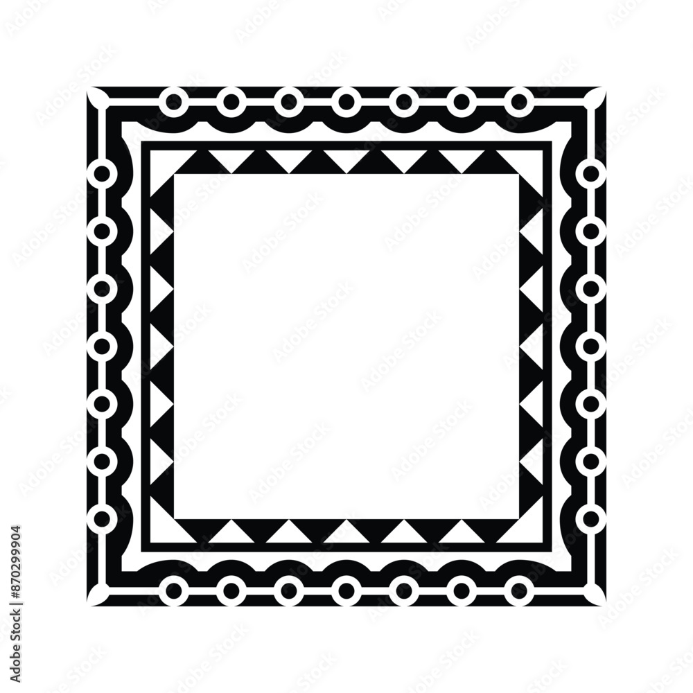 Ornamental Geometric Square Border Pattern Design with Symmetrical Shapes Ornamental Geometric Square Border Pattern Design with Symmetrical Shapes