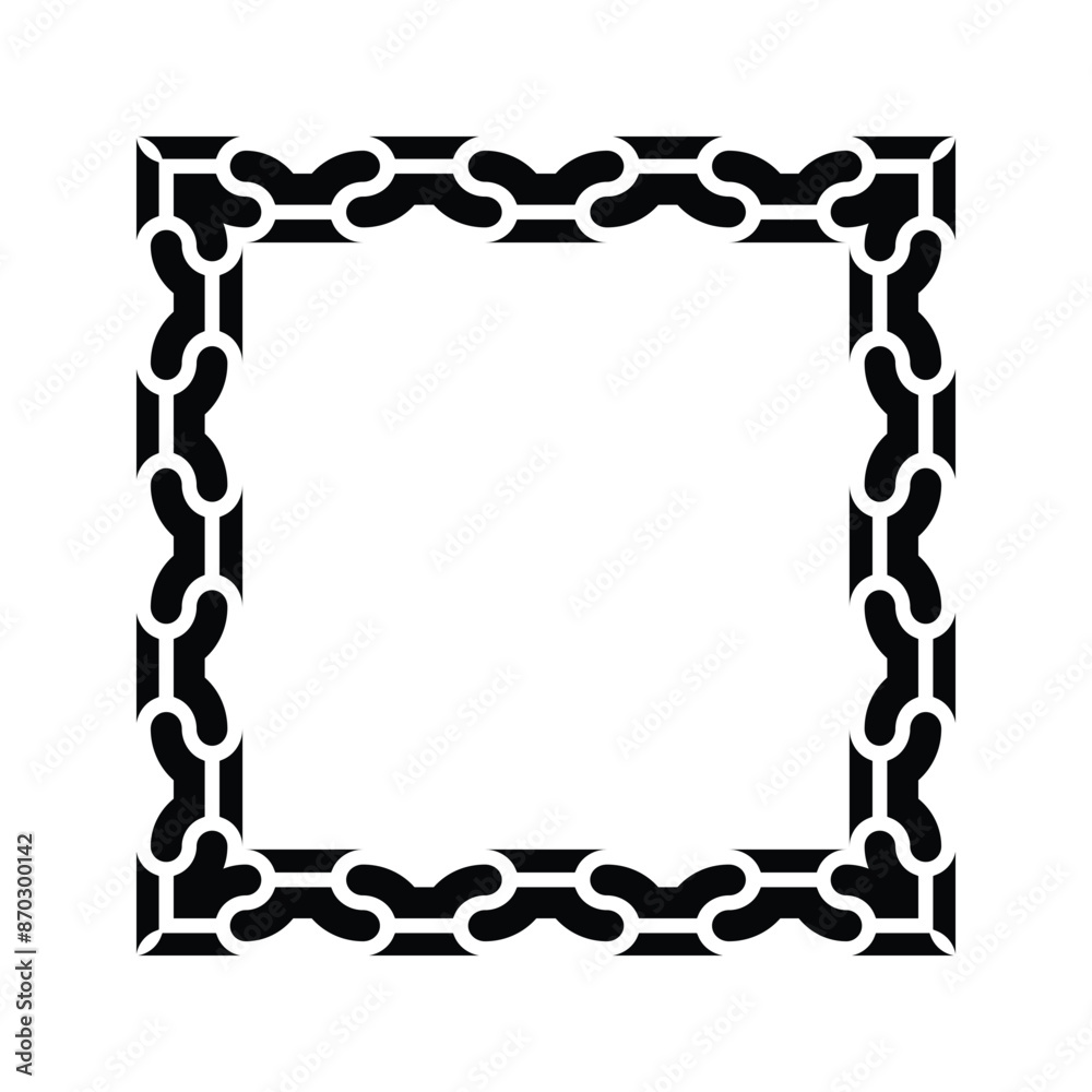 Ornamental Geometric Square Border Pattern Design with Symmetrical Shapes Ornamental Geometric Square Border Pattern Design with Symmetrical Shapes