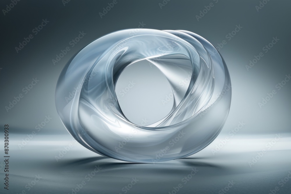 Abstract silver ring sculpture with a seamless twist symbolizing continuity and fluidity in modern art design Abstract silver ring sculpture with a seamless twist symbolizing continuity and fluidity in modern art design