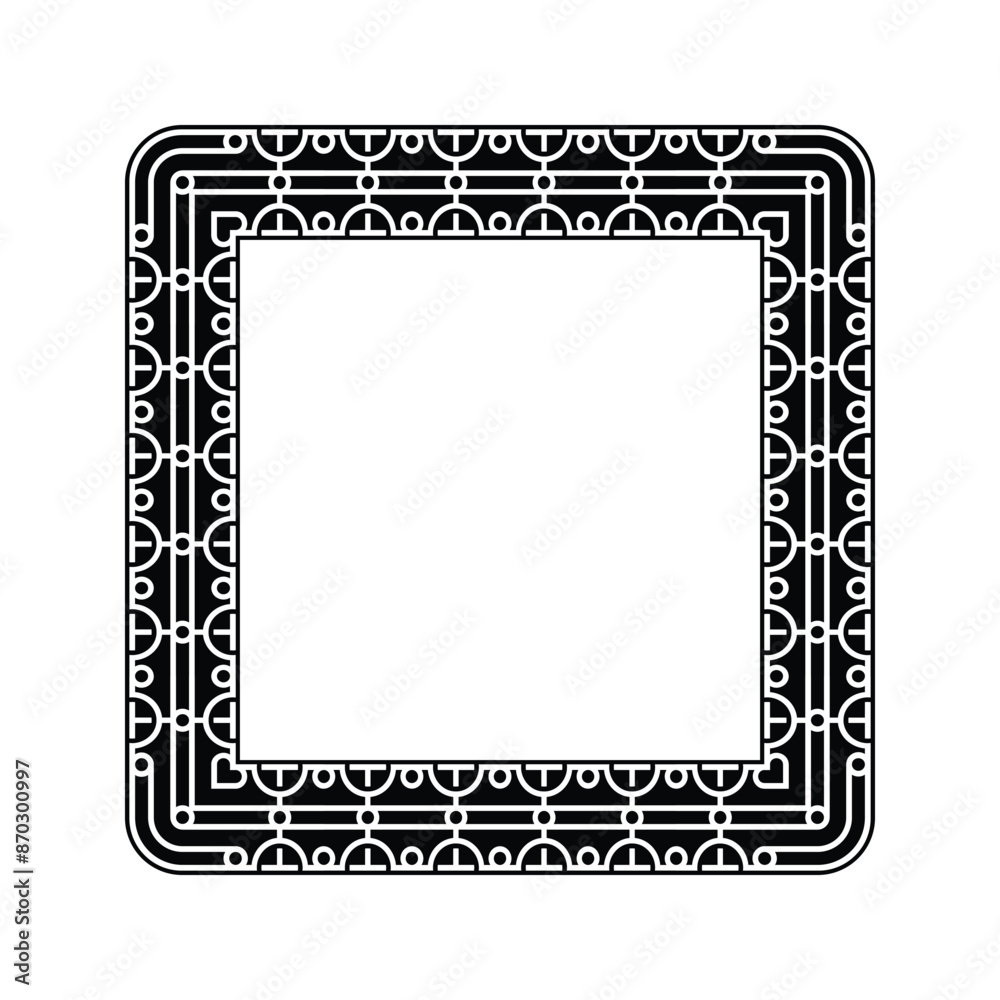 Ornamental Geometric Square Border Pattern Design with Symmetrical Shapes Ornamental Geometric Square Border Pattern Design with Symmetrical Shapes