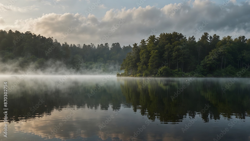 A misty morning scene over a tranquil lake ai_generated A misty morning scene over a tranquil lake ai_generated