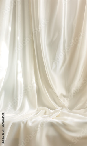 White silk fabric hanging on the wall © stock1