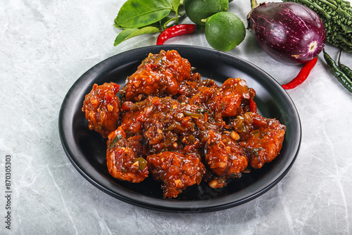 Chinese cuisine - Chicken manchurian gravy photo