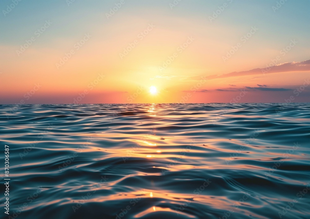 Fototapeta premium Tranquil Ocean Sunset with Vibrant Skies and Reflective Waters