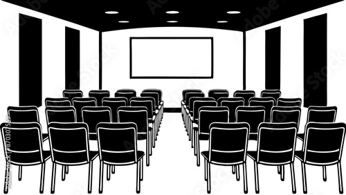 conference hall with chairs Vector Illustration 