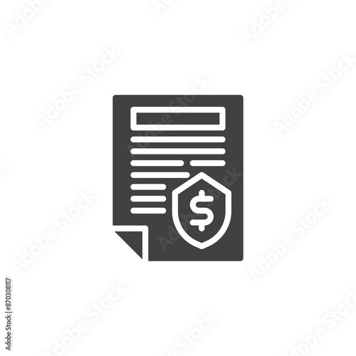 Insurance document with a shield vector icon