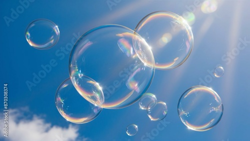 Wallpaper Mural Soap bubbles on the background of blue sunny sky background Torontodigital.ca