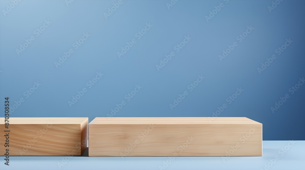 Elegant stone podium for product presentations on blue background Elegant stone podium for product presentations on blue background