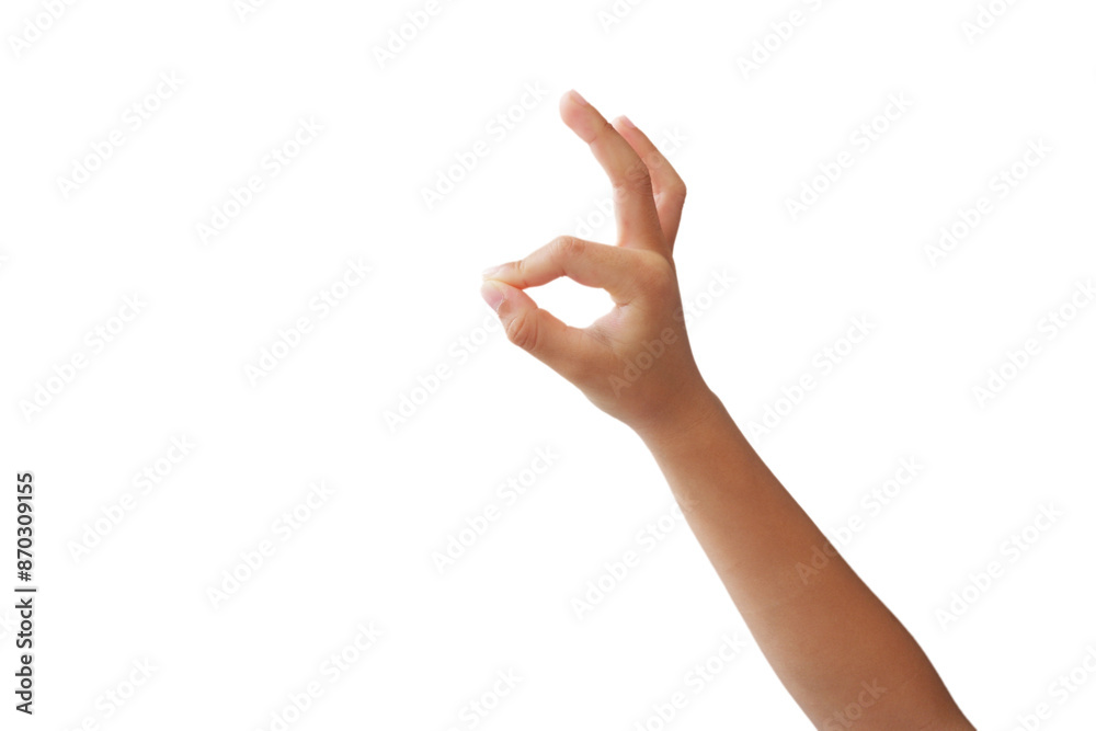 Asian boy's hands showing gestures on white background. Asian boy's hands showing gestures on white background.