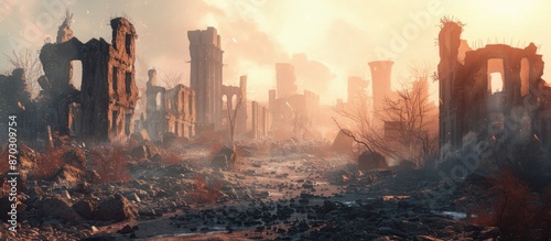 Walls of buildings in ruins...