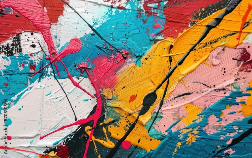 Fototapeta premium Vibrant Abstract Acrylic Paint Strokes