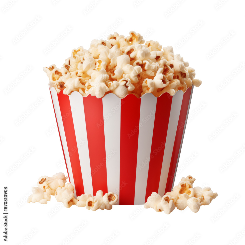 popcorn bucket red and white stripes isolated on transparent background, cut out popcorn bucket red and white stripes isolated on transparent background, cut out