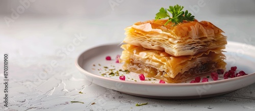 Baklava dessert featuring t...
