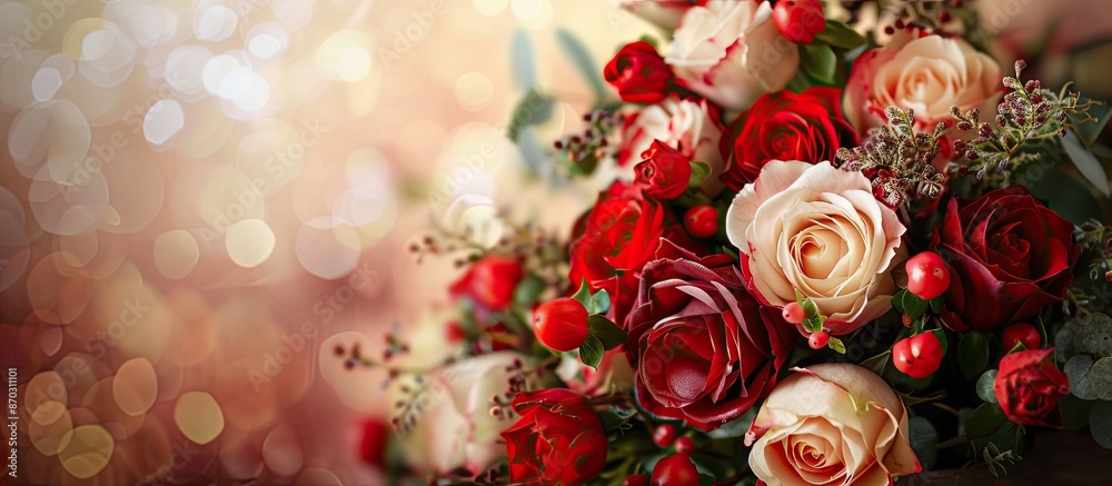 Beautiful flowers in a bouquet displayed on a table with copy space image. Beautiful flowers in a bouquet displayed on a table with copy space image.
