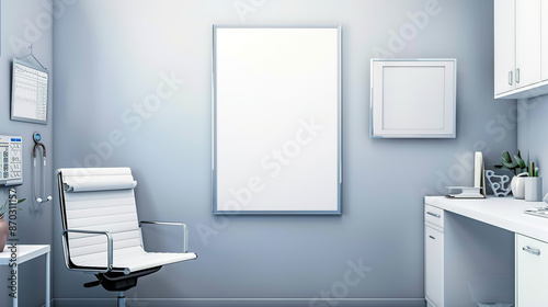 Empty White Poster in Doctor's Office with Medical Equipment