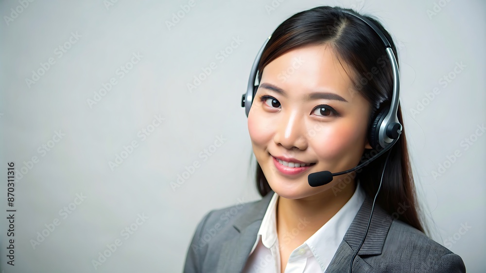 Asian Customer Service Representative with Headset. Asian Customer Service Representative with Headset.