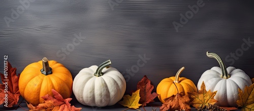 Gray background with autumn...