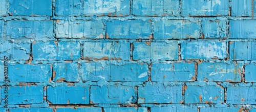 A light blue brick wall's t...