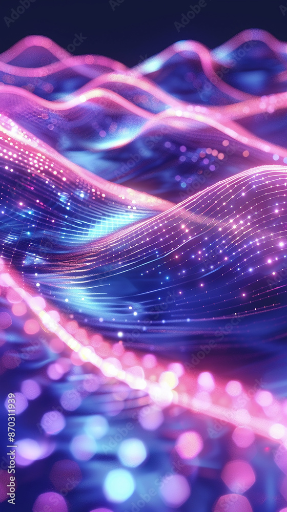3D render of an abstract neon background with glowing wavy patterns 3D render of an abstract neon background with glowing wavy patterns