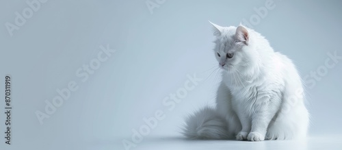 Adorable white cat. with co...