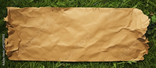 Brown paper torn on a green...