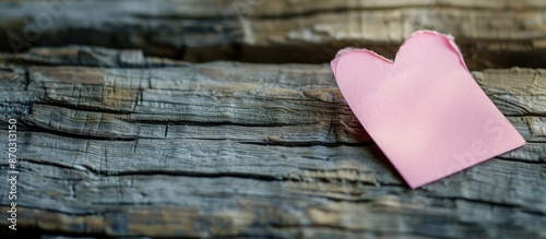 Pink heart-shaped note on a...