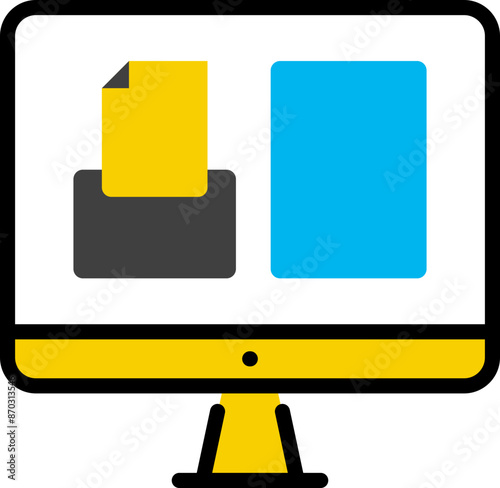 Printer monitor line icon