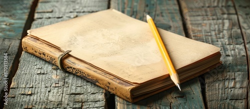 Notebook with a pencil in a...