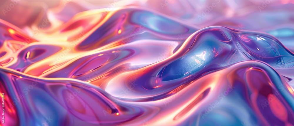 minimalist wide holographic background with smooth shapeless waves on glass material minimalist wide holographic background with smooth shapeless waves on glass material