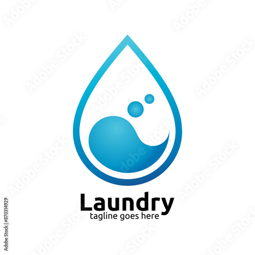 Laundry service logo design template
