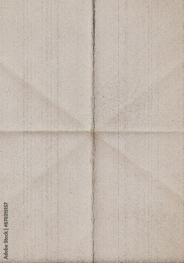 Fototapeta premium Rough a4 paper, Damaged Grunge Wrinkled Creased Folded Paper Cut. Distressed effect, Overlay Poster Texture. Dust and Scratch. Surface Texture Background. 