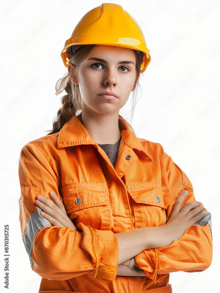 female construction worker uniform, isolated on white background female construction worker uniform, isolated on white background