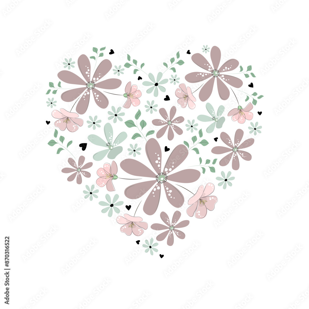 Vector image of a heart. Floral pattern. Valentine's Day. Love. Floral heart graphic drawing. Vector image of a heart. Floral pattern. Valentine's Day. Love. Floral heart graphic drawing.