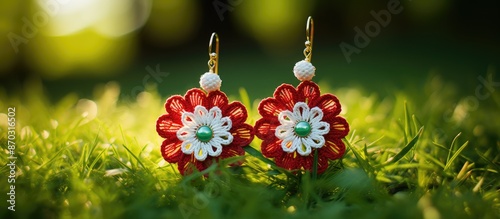 Flower earrings made of vib...