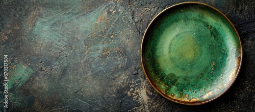 A rustic green plate sits o...