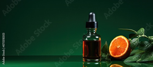 A dark bottle with a droppe...