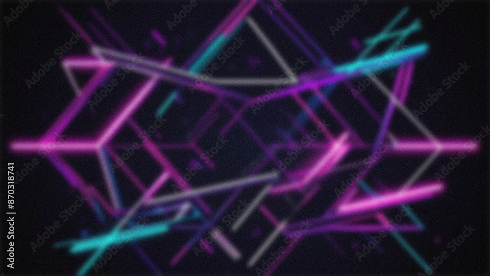 Abstract background of shiny neon lines with blur and noise effect on dark background Abstract background of shiny neon lines with blur and noise effect on dark background