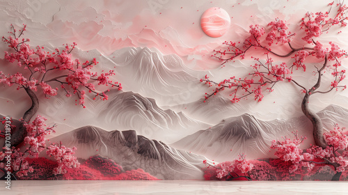 Beautiful sakura tree and m...