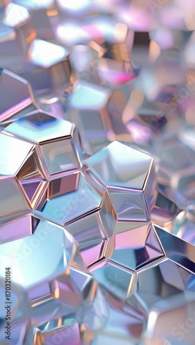 A holographic illusion of evershifting hexagons creating a sense of depth and movement. photo