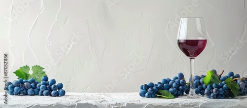 Red wine glass and blue gra...