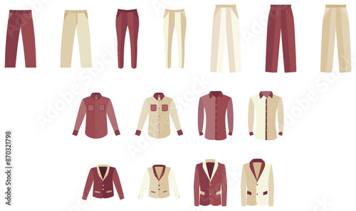 Office suits of trousers, coats and shirts for men. © Nipuni Bhagya