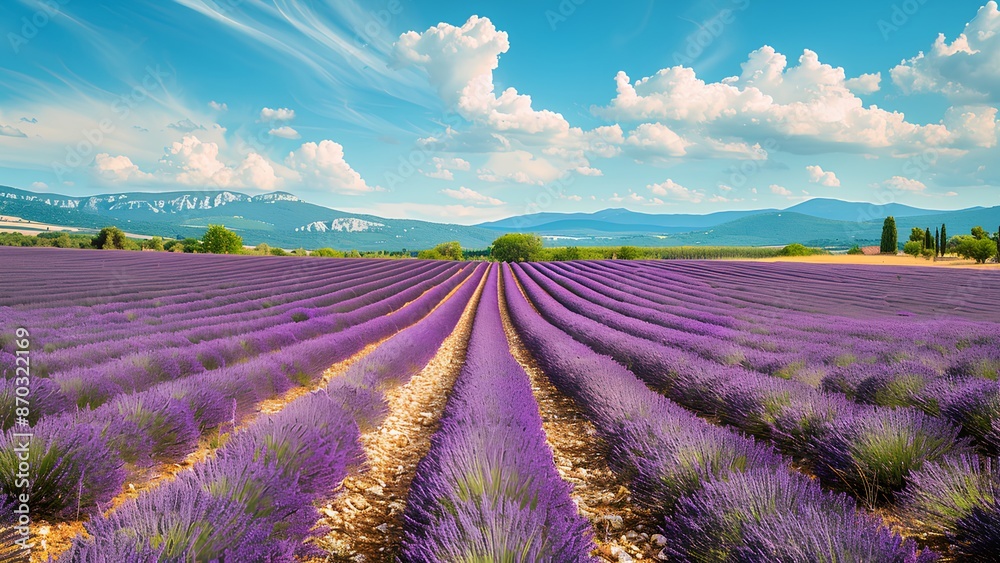 Lavender fields with a nice colorful landscape Lavender fields with a nice colorful landscape