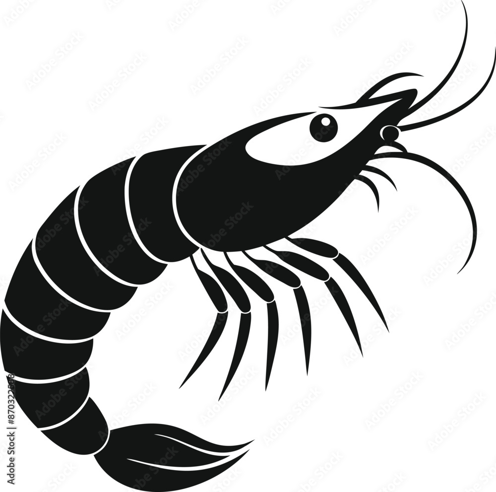 Shrimp silhouette vector illustration Icon Shrimp silhouette vector illustration Icon