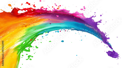 A splash of paint with a rainbow of colors isolated on a transparent background