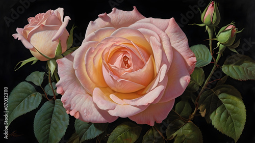 pink rose on black background
