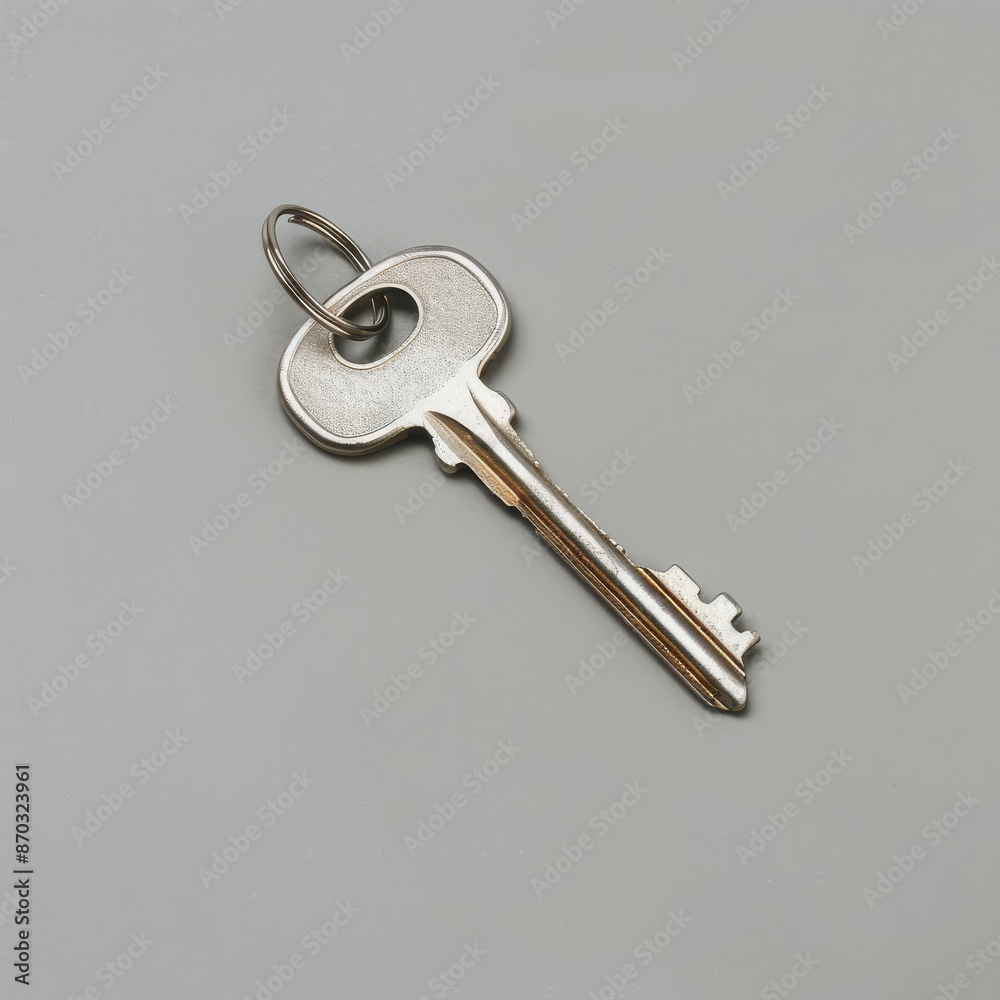 Close up of lock and keys on blank background Close up of lock and keys on blank background