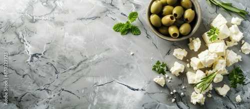 Feta cheese with olives and...