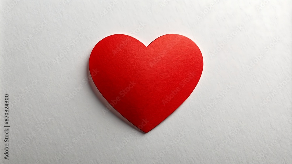 Simple white paper background with a bright red heart shape in the center, symbolizing love and romance on Valentine's Day celebrations. Simple white paper background with a bright red heart shape in the center, symbolizing love and romance on Valentine's Day celebrations.