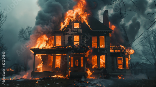 house burning in fire